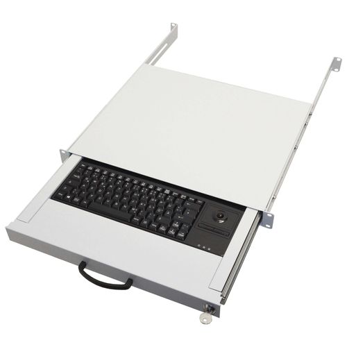 aixcase 19 Rack 1U Tastatur DE Trackball PS2&USB lichtgrau