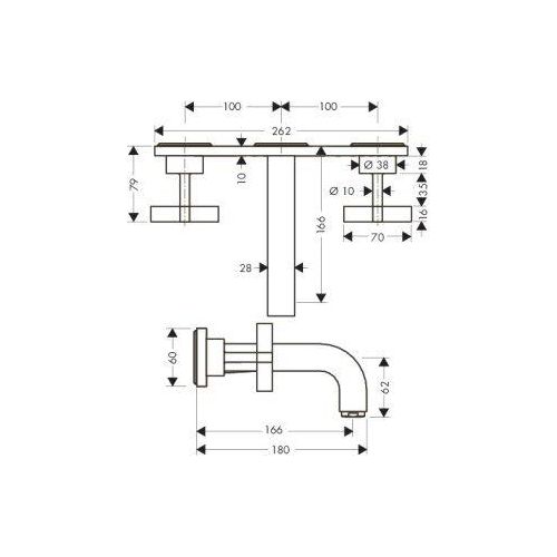 HANSGROHE 39314000 3-Loch Waschtischarm.Axor Citterio