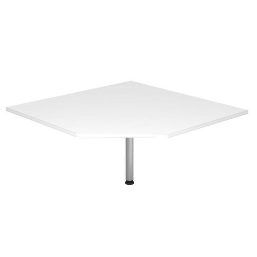 Anbauplatte trapezförmig 120 x 120 cm Weiß, Farbe Gestell:Silber