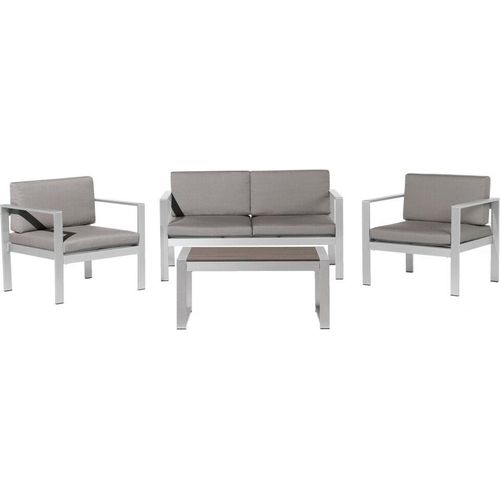 BELIANI Gartenset Dunkelgrau Aluminium Polyester 6-Sitzer Terrasse Outdoor Modern