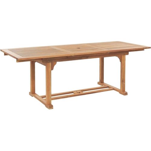 BELIANI Gartentisch Hellbraun Akazienholz Rechteckig 160 x 90 cm Ausziehbar 220 x 90 cm Schmetterlingsauszug Gartenmöbel Holzmöbel Ausstattung