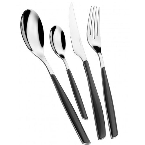 BUGATTI Besteck 24 tlg Set für 6 Personen Edelstahl Tafelbesteck Schwarz GLAMOUR