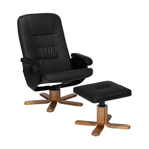 BELIANI Massagesessel Schwarz Kunstleder Gesteppt mit Fußhocker Heizfunktion Liegefunktion Drehbar Büro Arbeitszimmer Drehsessel Polstersessel