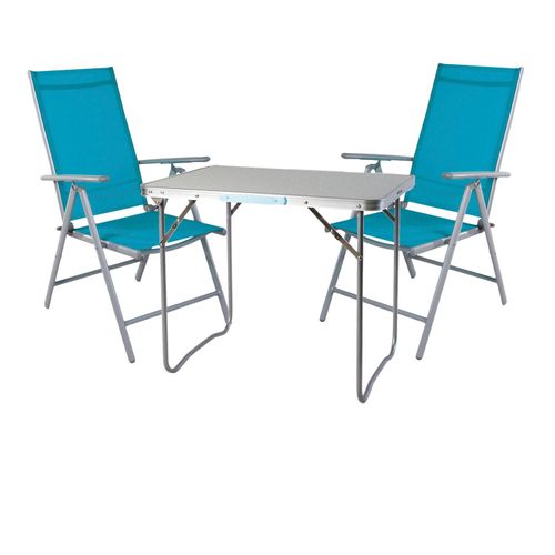3-teiliges Campingmöbel Set Aluminium Textilen Petrol