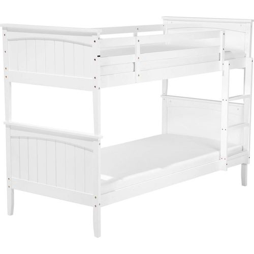 BELIANI Hochbett Weiß 90 x 200 cm Kiefernholz Natürliches Material Etagenbett Mit Leiter Traditionell Modern