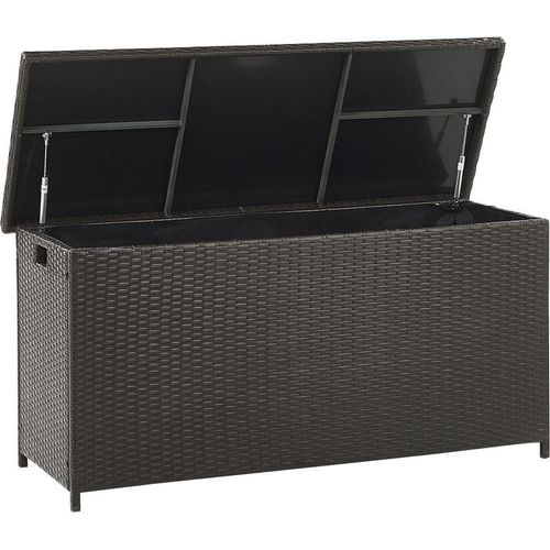 BELIANI Auflagenbox Braun Rattan 126 x 46 cm 290 L mit Deckel für Garten für Terrasse Aufbewahrung Kissenbox