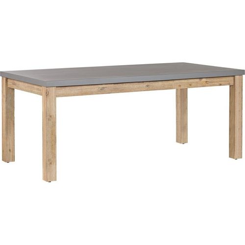 BELIANI Tisch Grau / Heller holzfarbton Faserzement / Akazienholz 180 x 90 cm Indoor & Outdoor Garten Schlafzimmer Wohnzimmer
