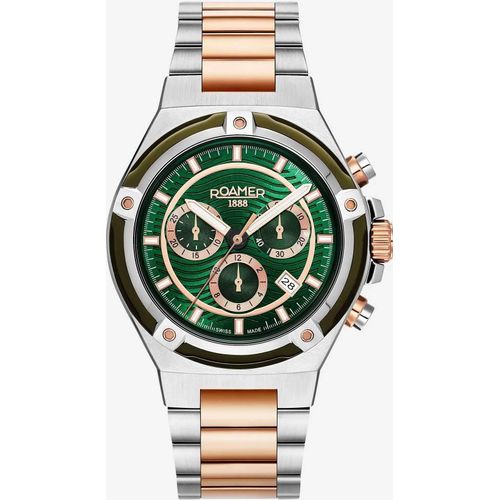 Roamer 221837 49 75 20 Tempomaster Chrono grün silber roségold Herren Uhr NEU