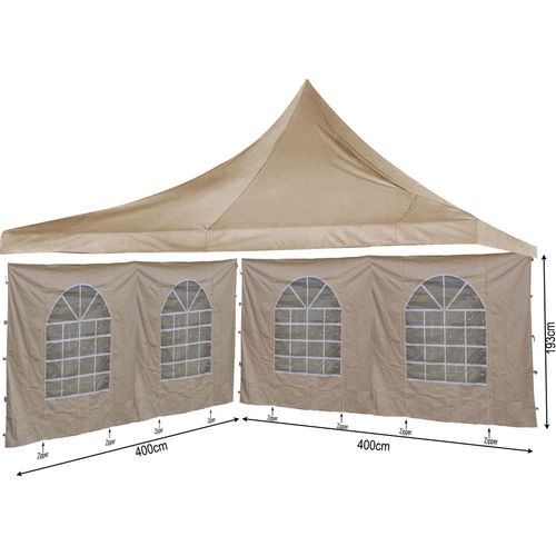 SET Ersatzdach 4x4m und 2 Seitenwände 400x193cm für Lounge Pavillon Sahara Sand