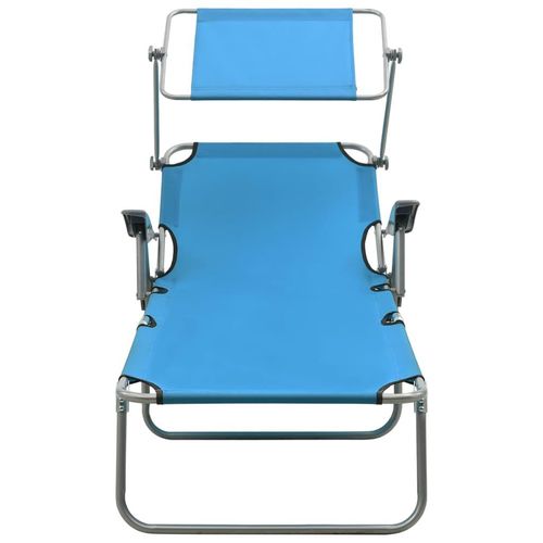 Prolenta Premium Sonnenliege mit Sonnenschutz Stahl Blau