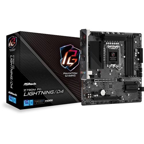 ASRock Z790M PG Lightning/D4 - Motherboard - micro ATX - LGA1700-Sockel - Z790 Chipsatz - USB 3.2 Gen 1, USB 3.2 Gen 2, USB-C 3.2 Gen2, USB-C 3.2 Gen 1 - Gigabit LAN - Onboard-Grafik (CPU erforderlich)