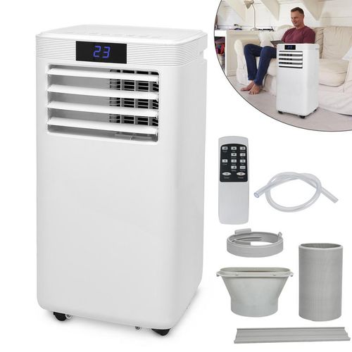 Jiubiaz Klimaanlage Mobiles Klimagerät 9000 BTU 5in1 Kühlen/Heizen/Luftentfeuchter/Lüften/Ventilator mit Fernbedienung und Abluftschlauch, App-Steuerung, 24H Timer