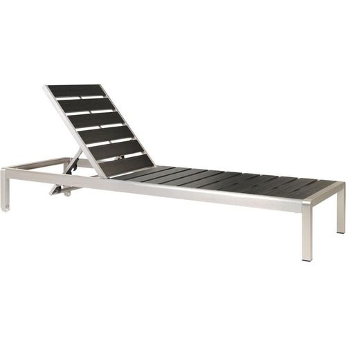 BELIANI Gartenliege Schwarz / Silber Kunstholz und Aluminium Verstellbar Modern Terrasse Balkon Ausstattung Möbel
