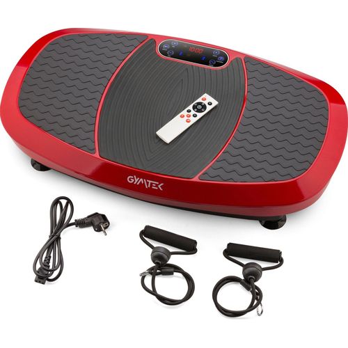 Gymtek® Vibrationsplatte, Vibrotrainer - bis 180 kg - 5 Ausbildungsprogramme - 2 Expanderbänder - Bluetooth, Fernbedienung, LCD - Massage, Fitness