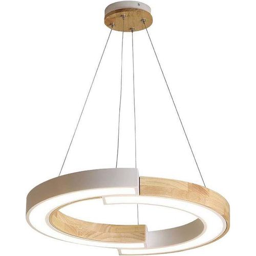 LED Pendelleuchte, Aluminium, Weiß-Holz, CRI >80, H 112 cm