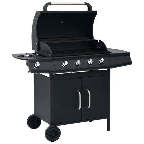 Gasgrill 4+1 Flammen Schwarz Stahl