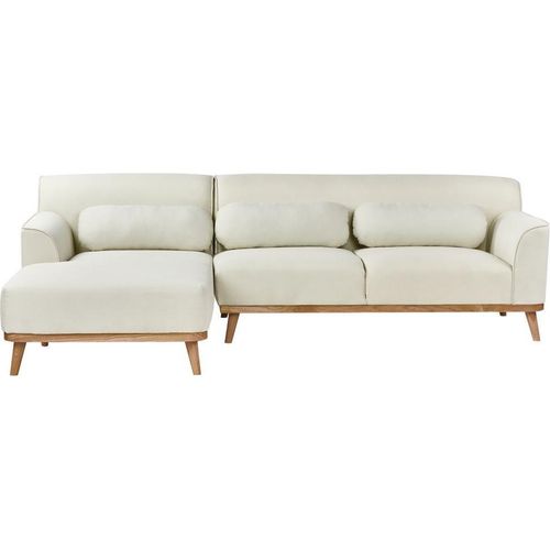 BELIANI Ecksofa Cremeweiß Stoffbezug L-förmig 3-Sitzer Sofa mit Chaiselongue Rechtsseitig Wohnzimmermöbel Modern Wohnzimmer Ausstattung Wohnecke