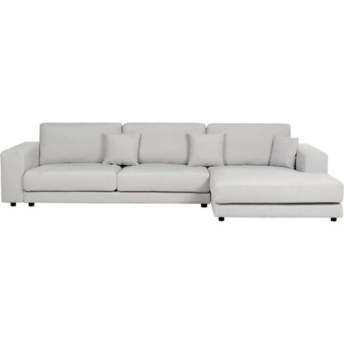 BELIANI Ecksofa Hellgrau Stoff L-förmig 4-Sitzer Sofa mit Chaiselongue Linksseitig Wohnzimmermöbel Modern Wohnzimmer Ausstattung Wohnecke Sitzecke