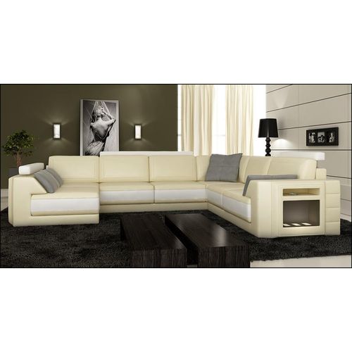 Designersofa Ecksofa Couch Ledersofa Polster Sitz Eck Garnitur +Licht PHM3027