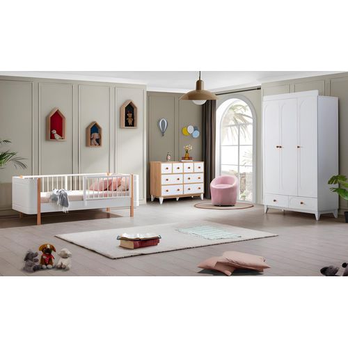 Kinderzimmer Garnitur Weiß Kinderbett Möbel Set Kommode Kleiderschrank Holz