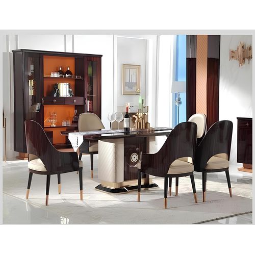 Edle Design Tisch 6x Sessel Stühle Ess Zimmer Sitz Polster Luxus Tische Garnitur