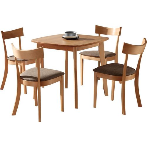 Italienische Möbel Designer Holz Tisch Sitz Polster Ess Zimmer 4x Stuhl Garnitur