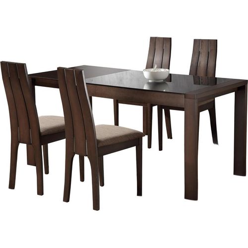 Italienische Möbel Designer Holz Glas Tisch Sitz Polster Ess Zimmer 4x Stuhl