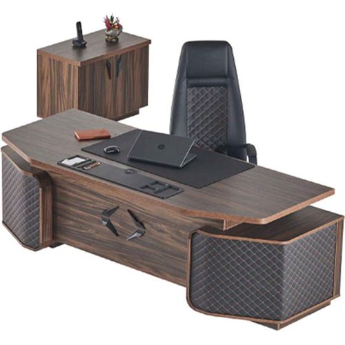 Schwarz Modern Bürotisch Bürostuhl Kommode Braun Arbeitsizmmer-Set Büro