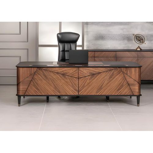 Schreibtisch Bürotisch Braun Bronze Büroeinrichtung Büro Holz Modern Neu