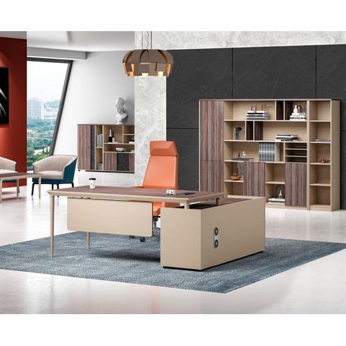 Tisch Holz Büro Ecke Bürotisch Schreibtisch Büromöbel Beige Luxus