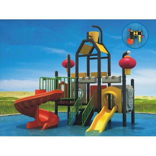 Rutschen im Kinderbecken Spielturm mit Rutschbahnen Aktivitäten im Wasser