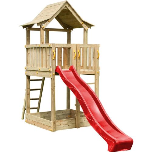 Spielturmking Spielturm PAGODA mit Rutsche - Rot 1,50 m DH445