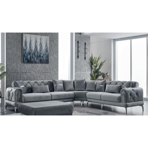Stoffsofa Ecksofa L form Sofa Polstersofa Grau Couch Moderne Eckgarnitur