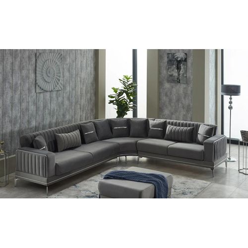 Wohnzimmer Sofa Polstersofa Ecksofa L form Stoffsofa Grau Couch Eckgarnitur