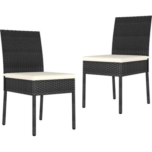 Garten-Essstühle 2 Stk. Poly Rattan Schwarz