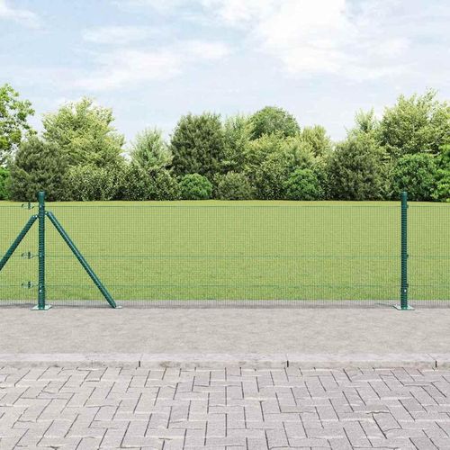 Zaun mit Pfosten Grün 0,6 x 10 m Stahl