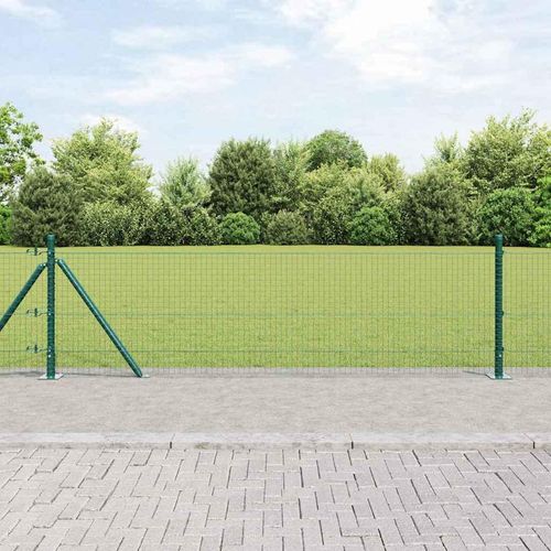 Zaun mit Pfosten Grün 0,6 x 25 m Stahl