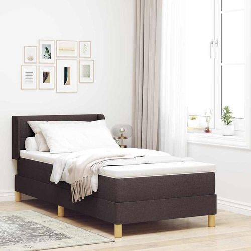 Boxspringbett Dunkelbraun und Weiß 90 x 200 cm Stoff