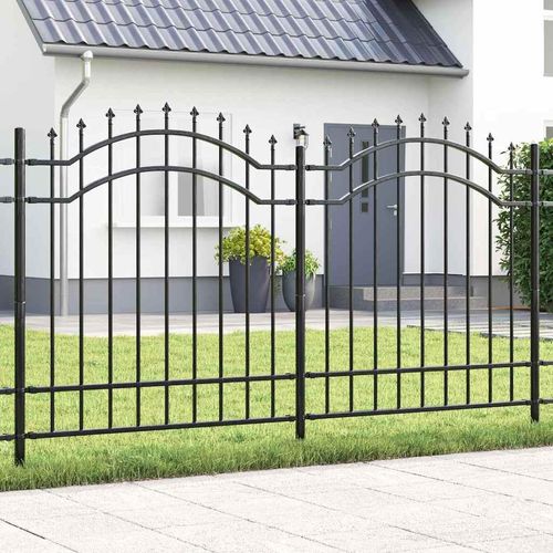 Gartenzaun Grau 165 cm Pulverbeschichteter Stahl