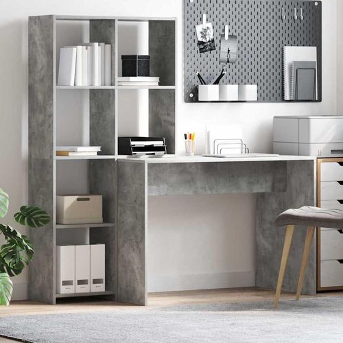 Schreibtisch Betongrau 138.5 x 55 x 143 cm Holzwerkstoff
