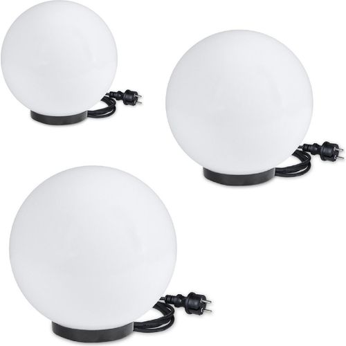 Kugelleuchten 3er Set 25/30/40cm weiß E27 inkl. 3m Anschlußkabel Kugellampen Terrassenleuchte
