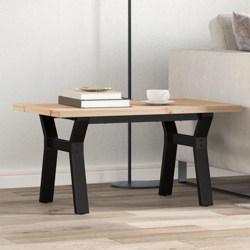 Couchtisch Y-Gestell 80x50x40,5cm Massivholz Kiefer & Stahl