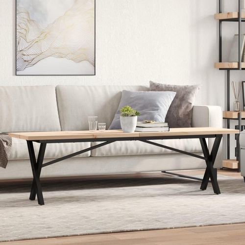 Couchtisch X-Gestell 160x40x45,5 cm Massivholz Kiefer Stahl