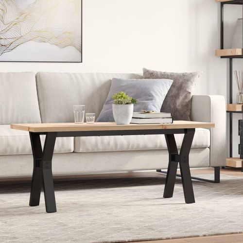 Couchtisch Y-Gestell 110x40x45,5 cm Massivholz Kiefer Stahl