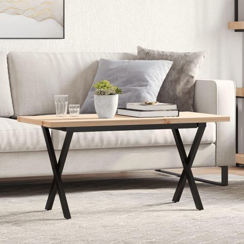 Couchtisch X-Gestell 100x50x45,5 cm Massivholz Kiefer Stahl