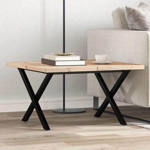 Couchtisch X-Gestell 60x60x40,5cm Massivholz Kiefer & Stahl