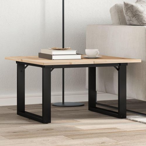 Couchtisch O-Gestell 60x60x40cm Massivholz Kiefer und Stahl
