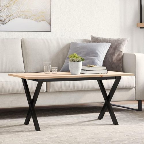 Couchtisch X-Gestell 90x40x45cm Massivholz Kiefer und Stahl