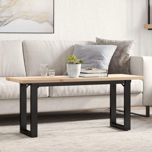 Couchtisch O-Gestell 110x40x45,5 cm Massivholz Kiefer Stahl
