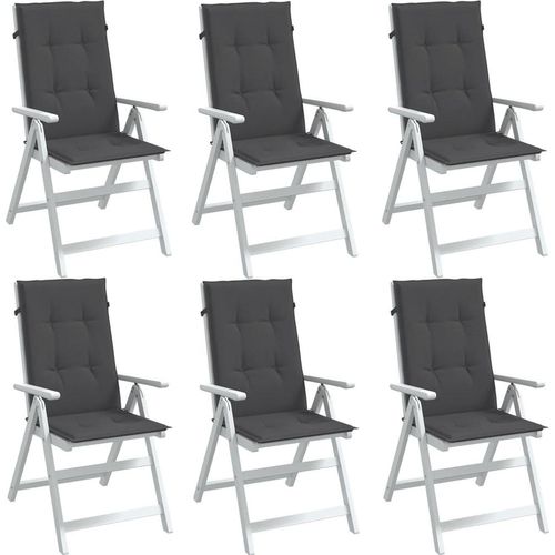 Hochlehner-Auflagen 6 Stk. Melange Anthrazit 120x50x4 cm Stoff